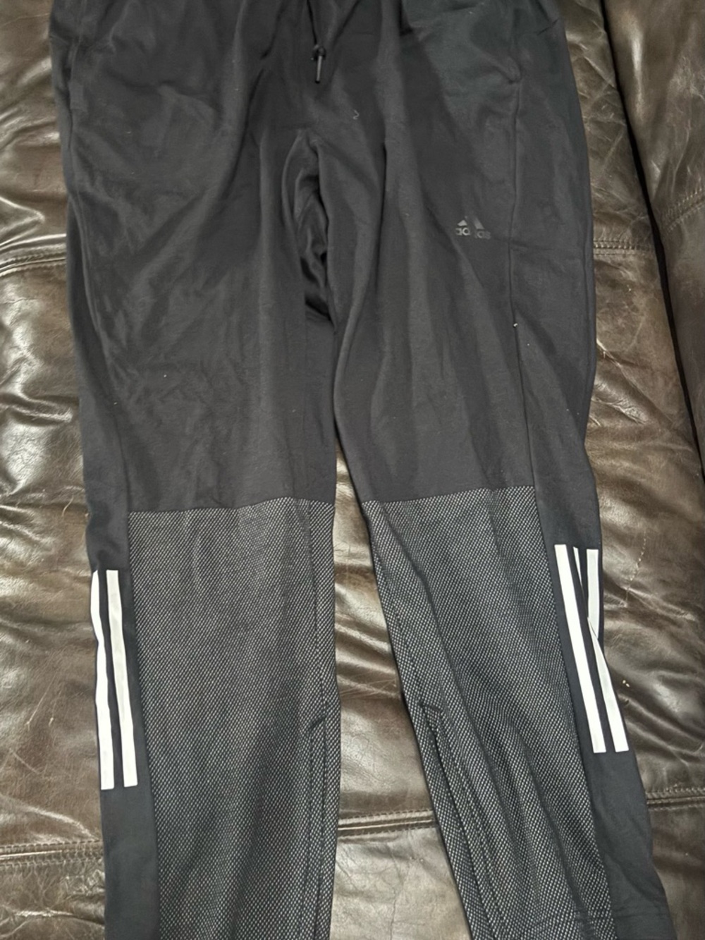 adidas Black Track Pants with White Three-Stripe Accents